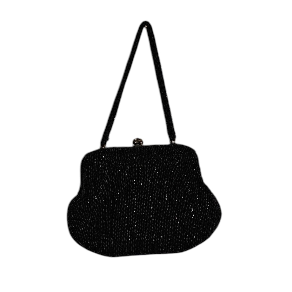 Vintage Richere Bag by Walborg Hand Beaded Kiss Lock In Black